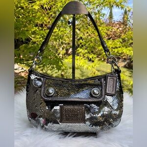 Coach Poppy Y2K Silver Sequin Groovy Shoulder Crossbody Hand Bag